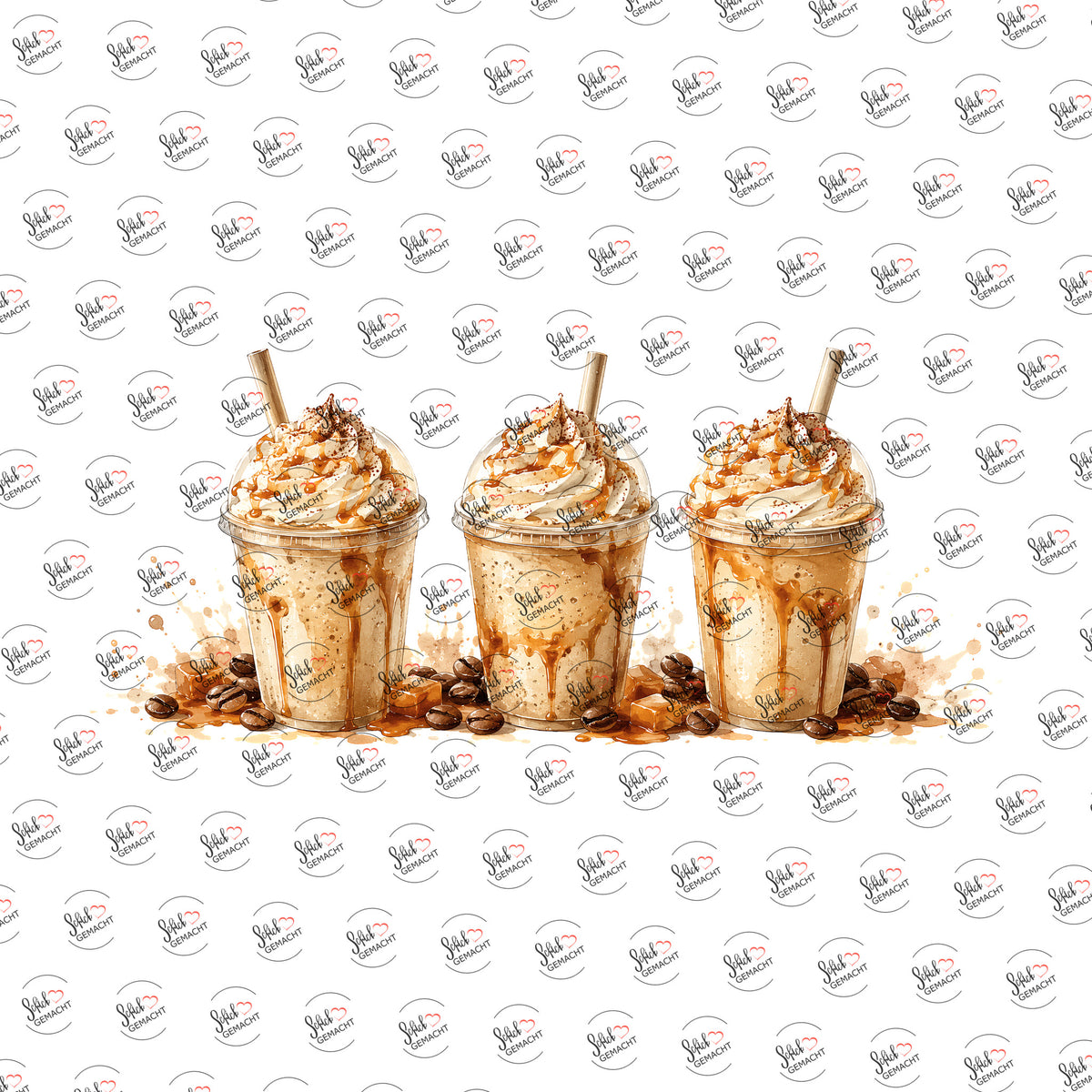 Eiskaffee mit Karamellhaube als UV-DTF Sticker einzeln