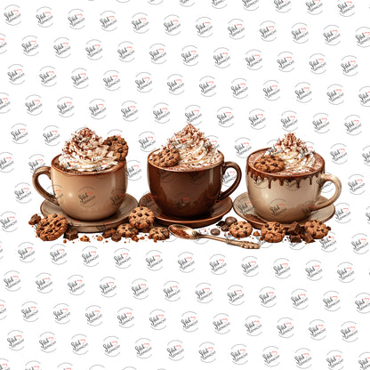 Kaffee mit Sahne und Keksen als UV-DTF Sticker einzeln