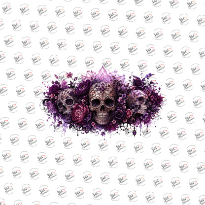 Totenköpfe in Violett als UV-DTF Sticker einzeln