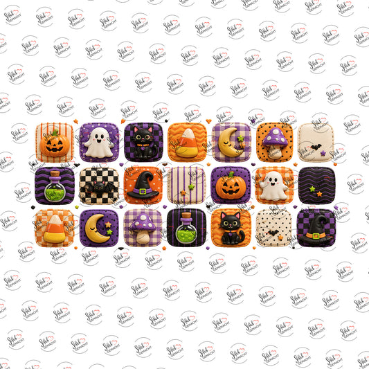 Halloween-Kachelmuster als UV-DTF Sticker einzeln