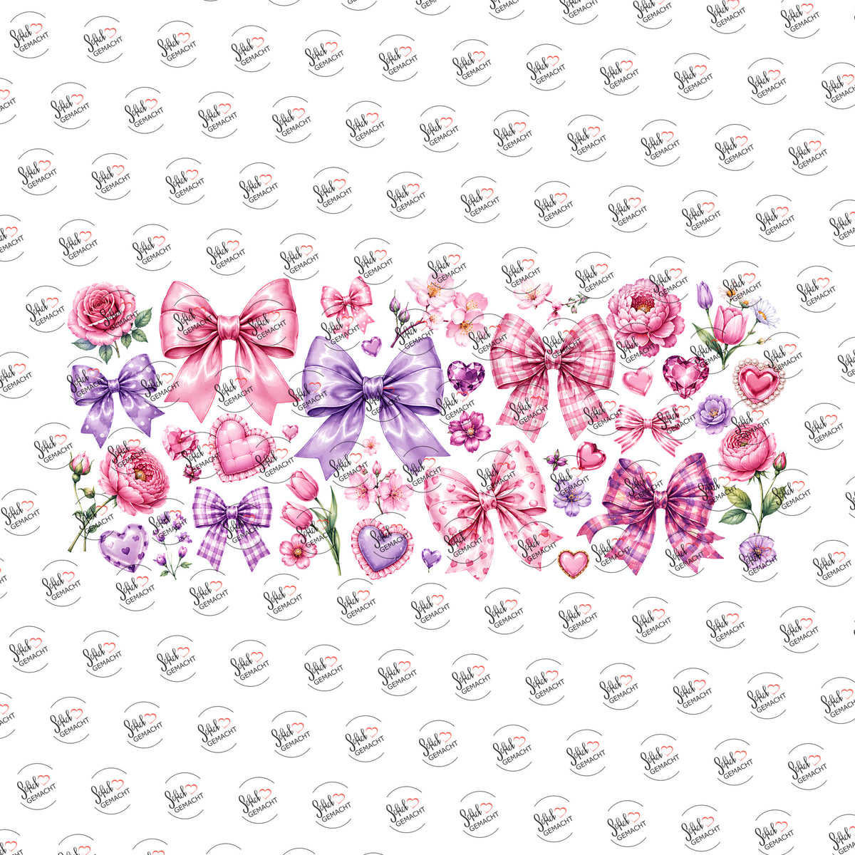 Blumige Schleifen als UV-DTF Sticker einzeln