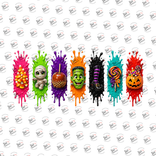 Halloween-Naschereien als UV-DTF Sticker einzeln
