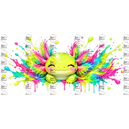 Grüner Axolotl im Farbrausch