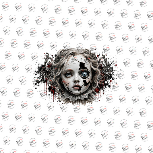 Zerbrochene Puppe als UV-DTF Sticker einzeln