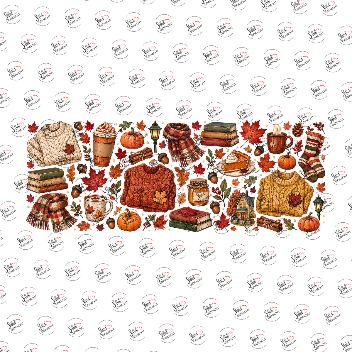 Herbstliche Kuschelcollage als UV-DTF Sticker einzeln