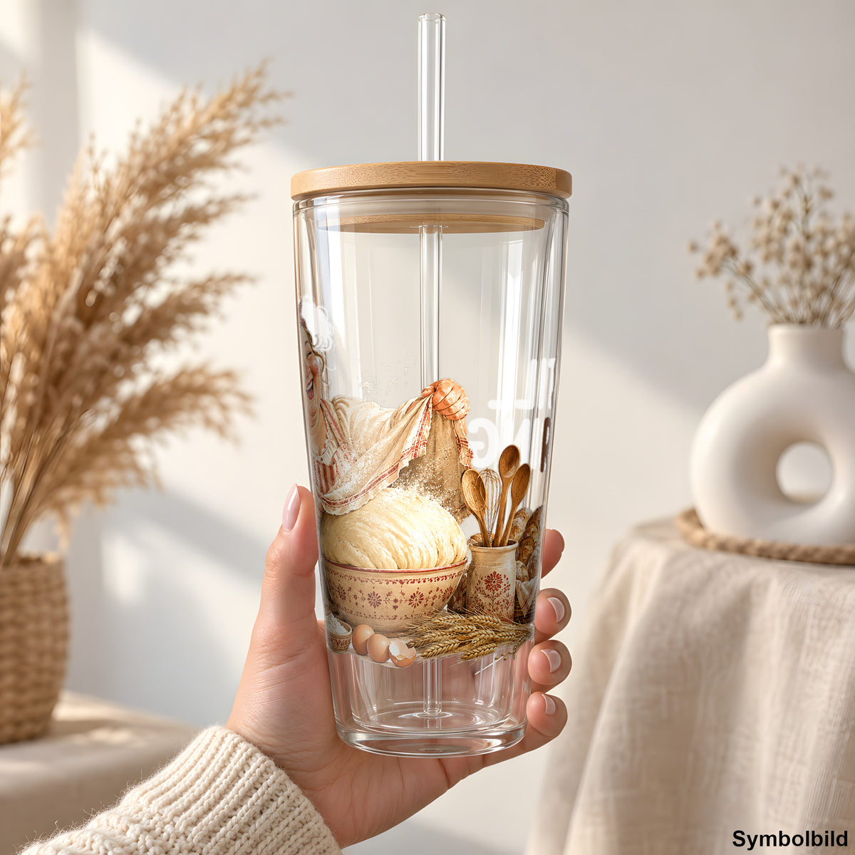 Still Rising als UV-DTF Sticker auf einem 24oz Glas-Tumbler
