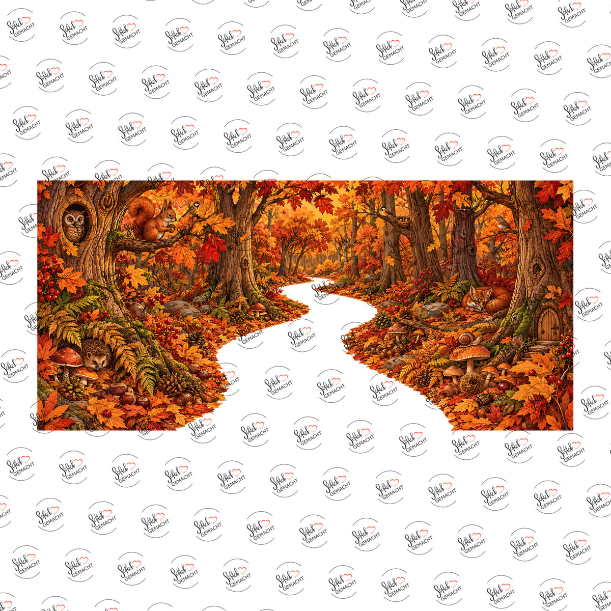 Waldweg im Herbstlaub