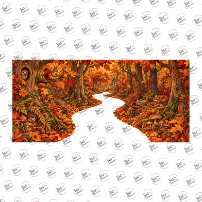 Waldweg im Herbstlaub