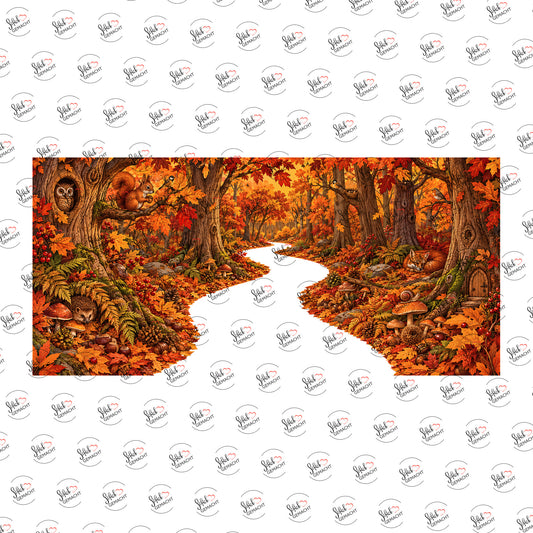 Waldweg im Herbstlaub