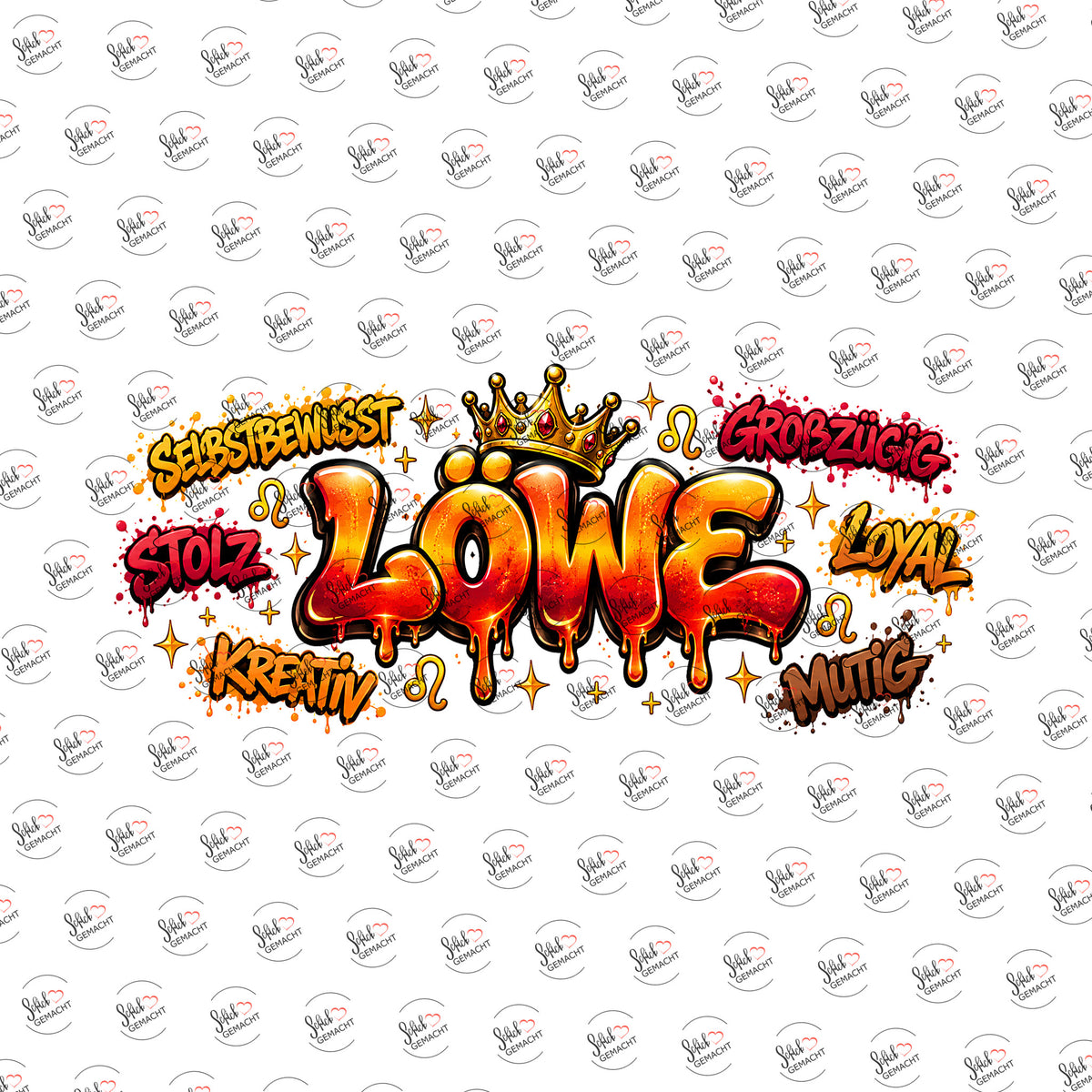 Sternzeichen Löwe – Graffiti-Schriftzug als UV-DTF Sticker einzeln