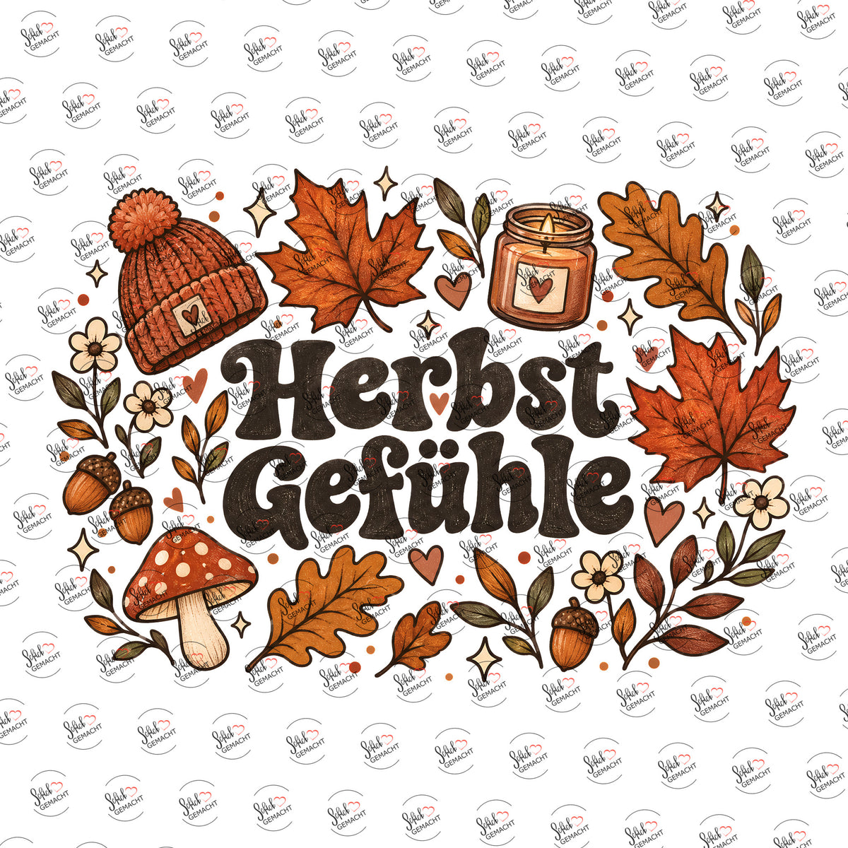Herbstgefühle mit Fliegenpilz als UV-DTF Sticker einzeln