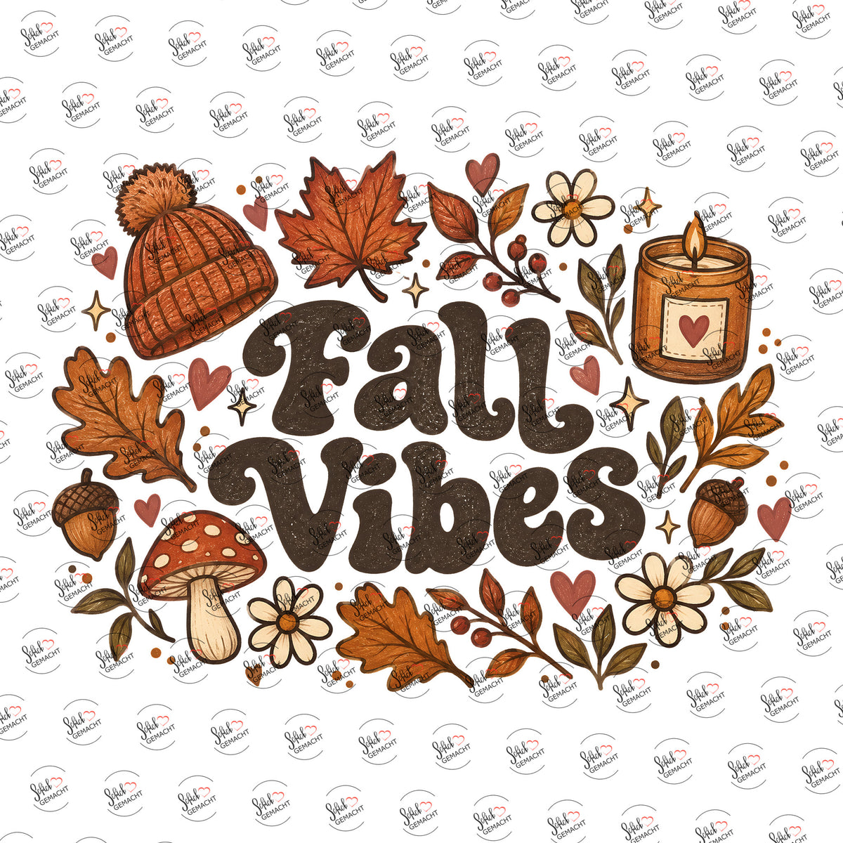 Fall Vibes im Herbstlook als UV-DTF Sticker einzeln