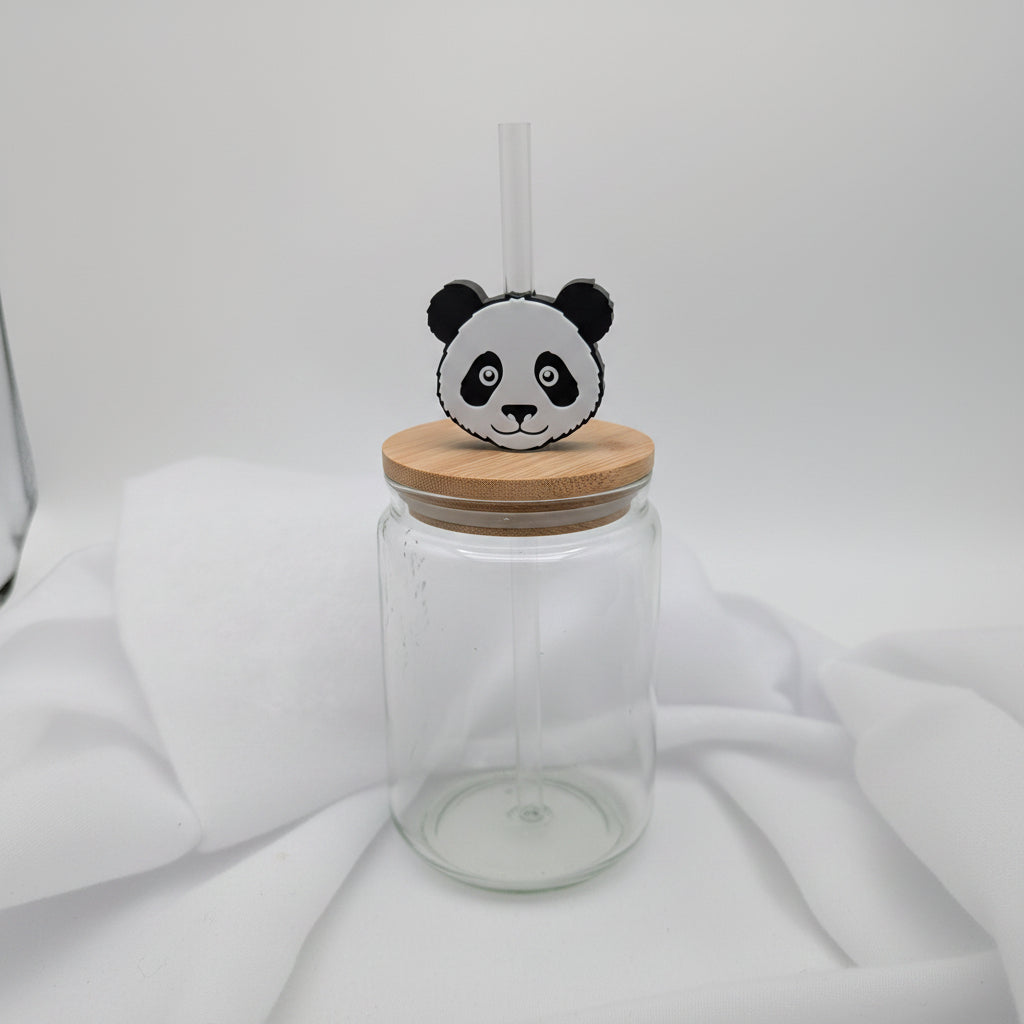 Panda 3D Topper | Dekoration für Strohhalme | PLA | 8,4 mm Lochdurchmesser | DIY Dekoration | wiederverwendbar