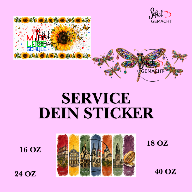 personalisierter Sticker 11oz / 16oz / 18oz / 24oz / 40oz - Dienstleistung