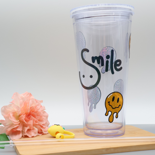 Trinkbecher mit Strohhalm - Smile