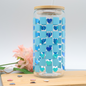Checkered Heart | Trinkglas 500 ml | Strohhalm + Deckel