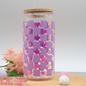 Checkered Heart | Trinkglas 500 ml | Strohhalm + Deckel