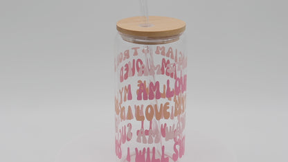 Affirmation | Trinkglas 500 ml | Strohhalm + Deckel