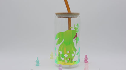 Glas mit Strohhalm und Deckel 500ml - Happy Easter