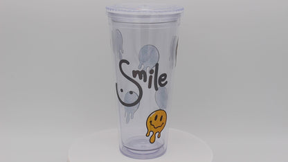 Trinkbecher mit Strohhalm - Smile