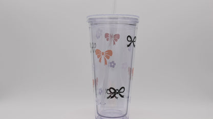 Trinkbecher Bows | Strohhalm + Deckel | 700 ml