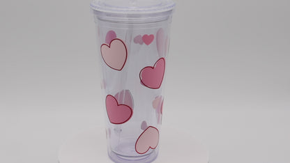 Trinkbecher Herzen | Strohhalm + Deckel | 700 ml
